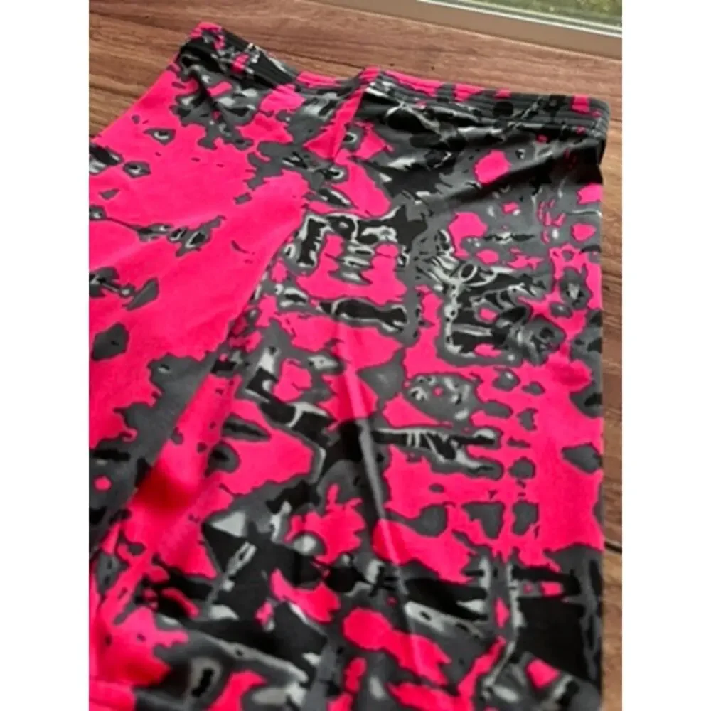 Vintage 80s 90s Wags Neon Pink Black Splatter Bike Shorts Spandex High Waist M